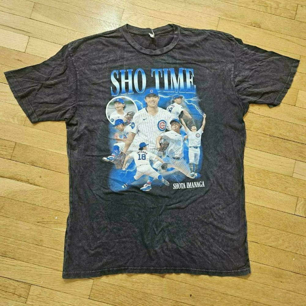 Chicago Cubs XL Jim Bean Shonta Imanaga Charcoal Cotton T-Shirt